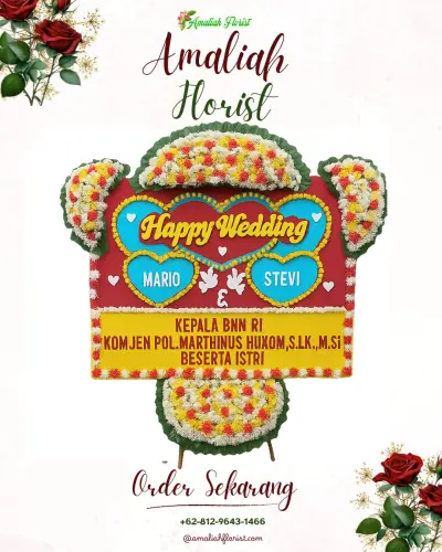 Karangan Papan Bunga Pernikahan di Banyuraden